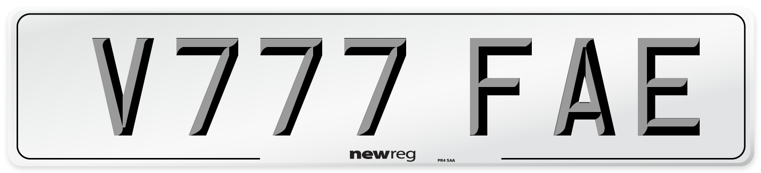 V777 FAE Number Plate from New Reg